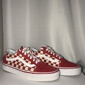 NEVER WORN!!! Red and cream checkered vans
